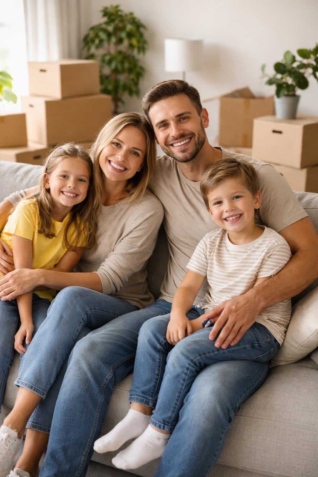 Familie beim Umzug